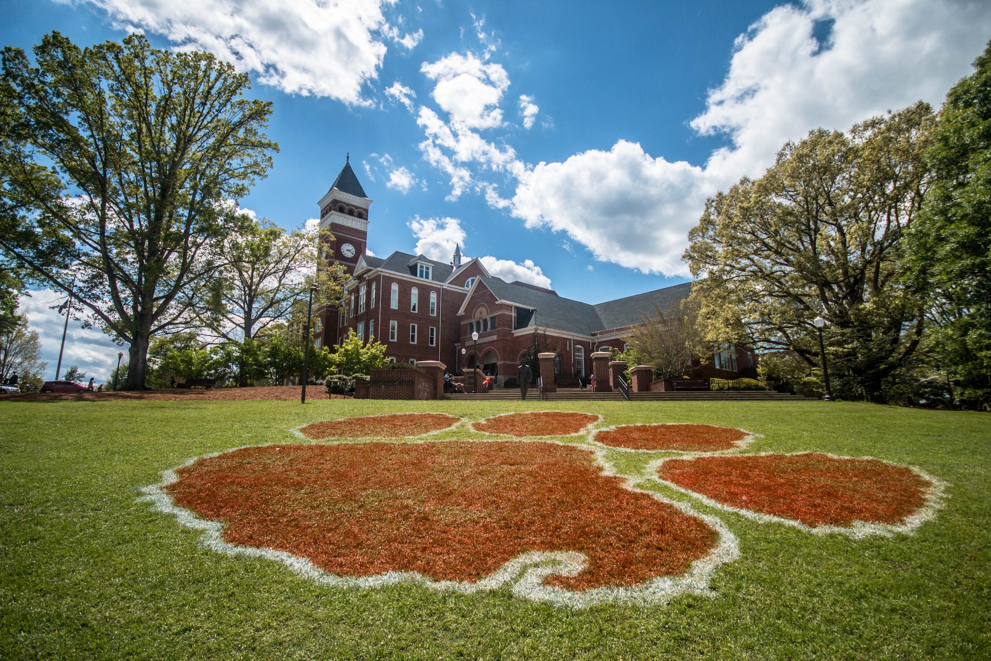 Clemson University campus with paw print
