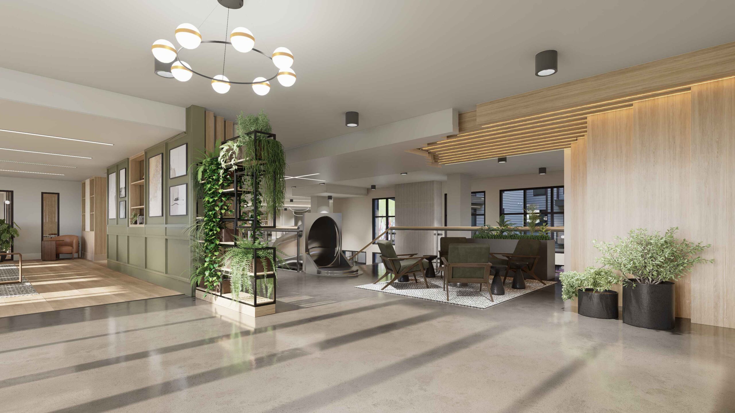 Clubhouse lounge area at 114 Earle