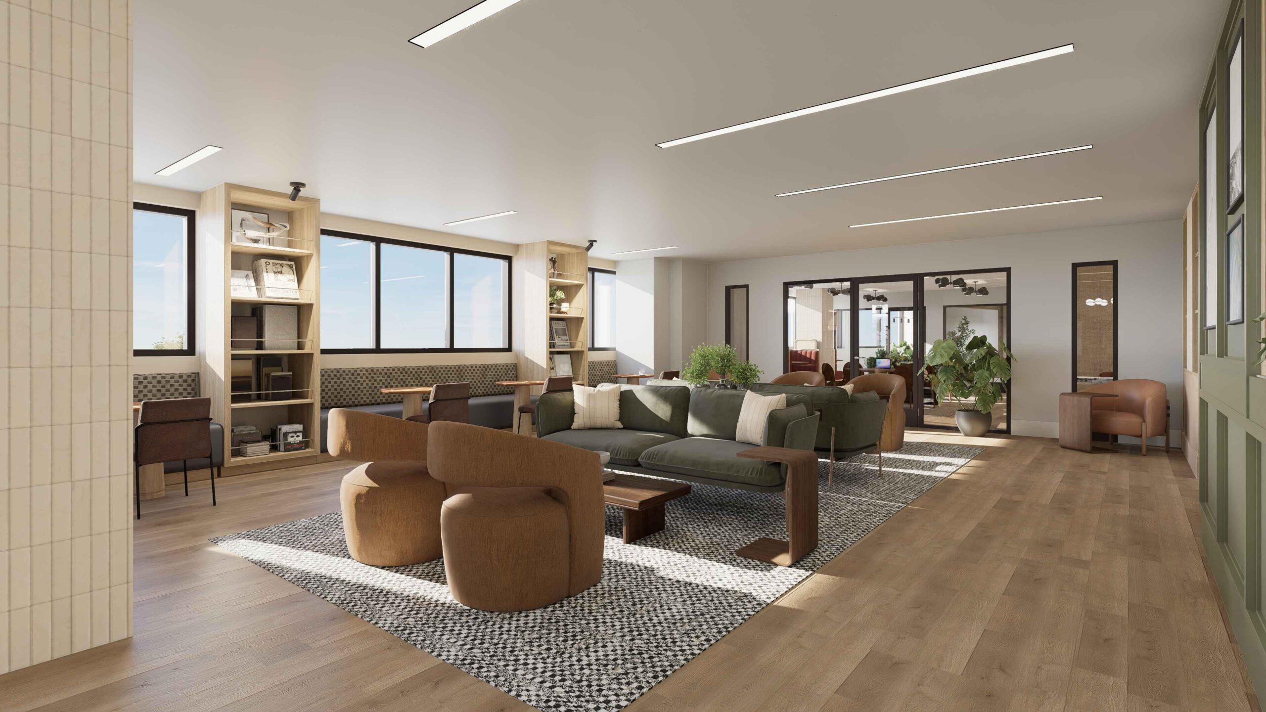 Sleek clubhouse lounge